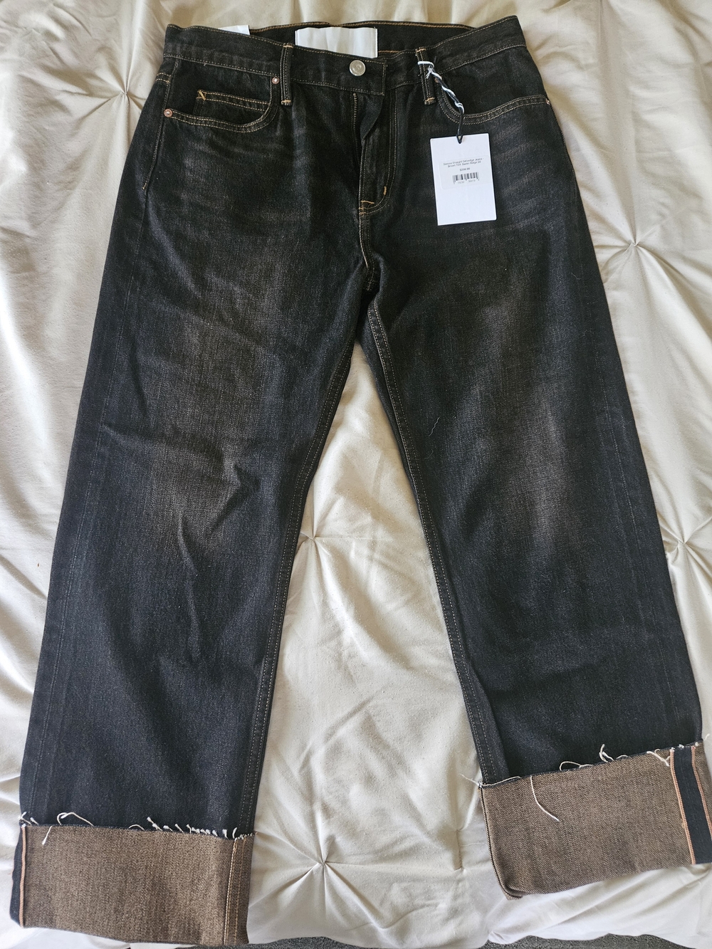 Women's Black Raw Denim Jeans - Classic Straight Fit